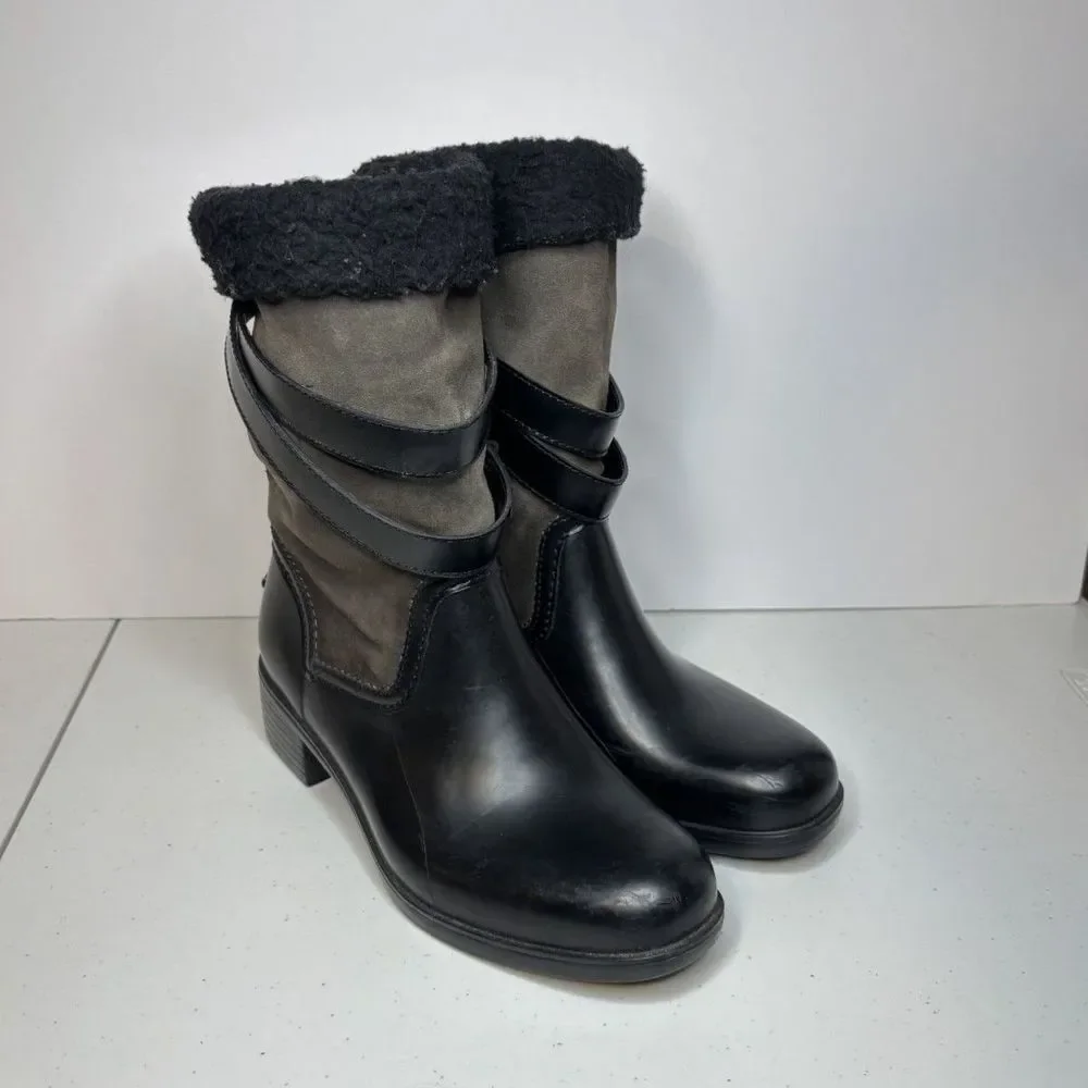 Coach Zena New York Faux Fur Suede Leather Insulated Boots Womens Buckle Lux - Picture 4 of 6